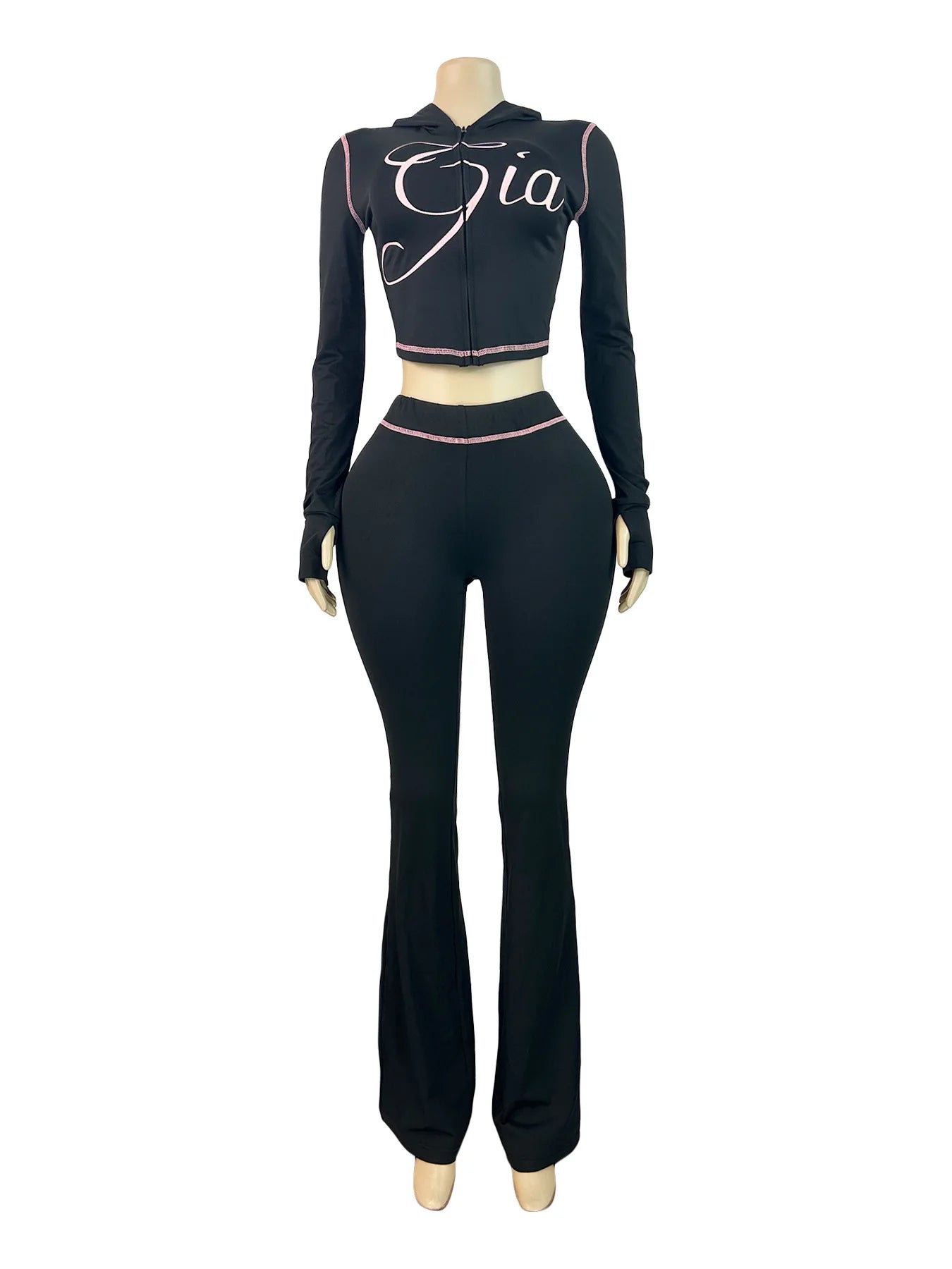 Women's Zebra Print 2-Piece Tracksuit Set – Zip Hoodie & Jogger Pants