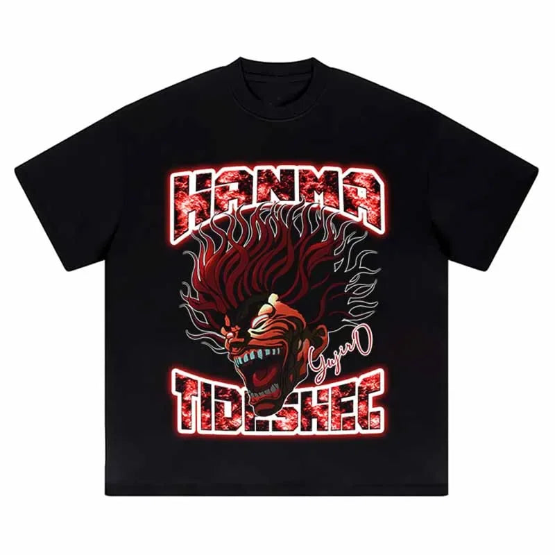 Vintage Anime Graphic Oversized T-Shirt – Harajuku Streetwear Cotton Tee