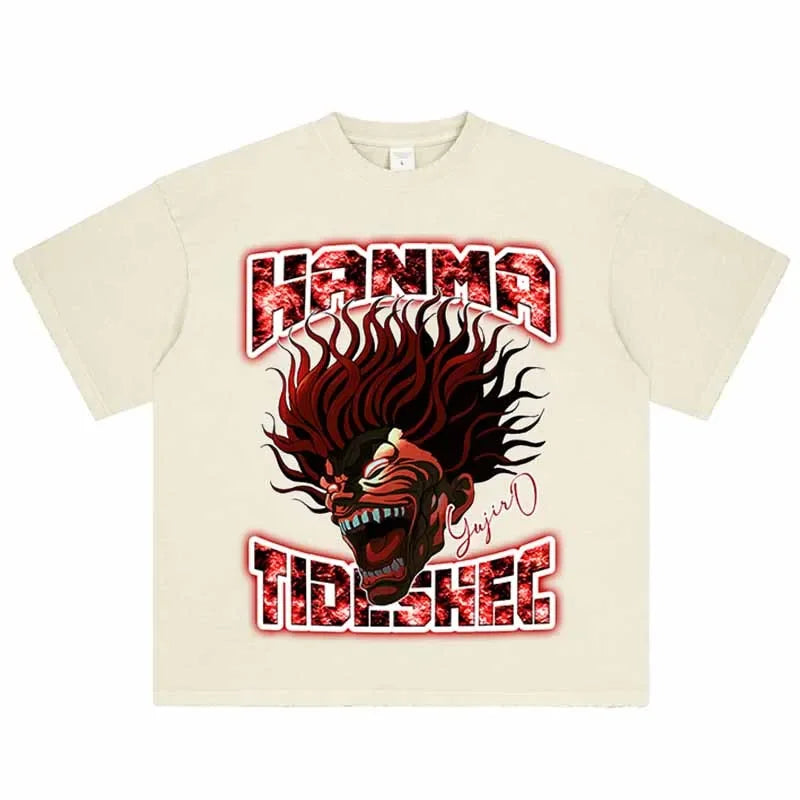 Vintage Anime Graphic Oversized T-Shirt – Harajuku Streetwear Cotton Tee