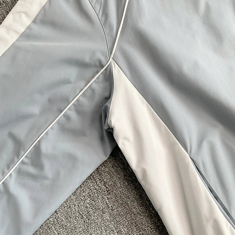 2026 New RHUDE Men's Style Embroidered Letter High Quality Stand Up Collar Windbreaker Pants Fashion Set