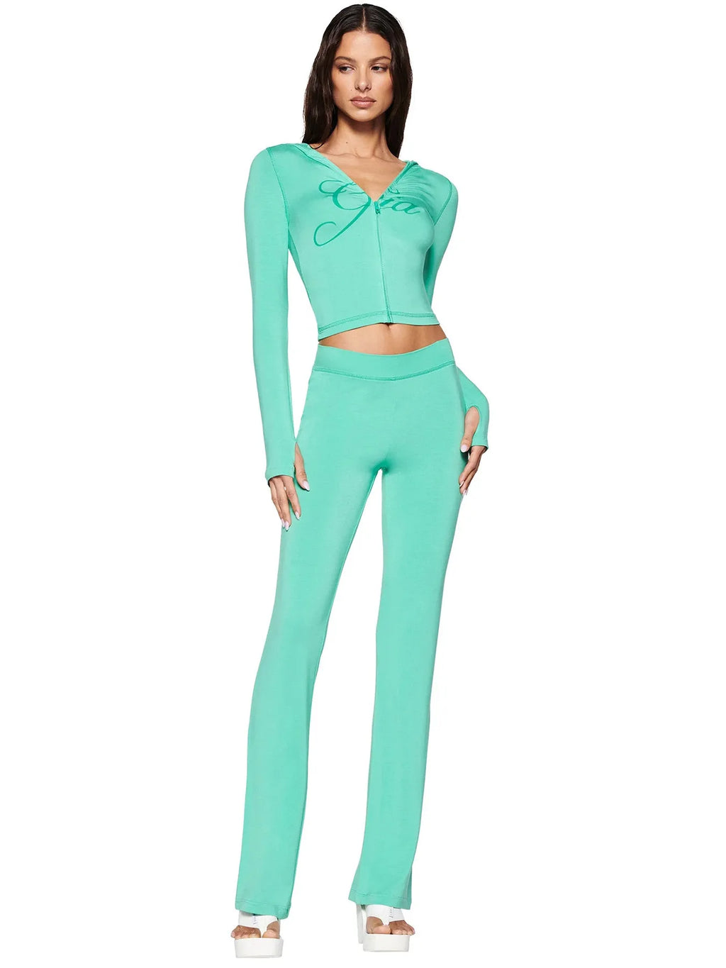 Women's Zebra Print 2-Piece Tracksuit Set – Zip Hoodie & Jogger Pants