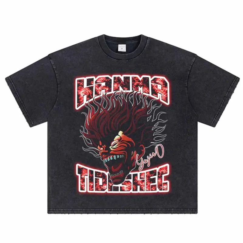 Vintage Anime Graphic Oversized T-Shirt – Harajuku Streetwear Cotton Tee