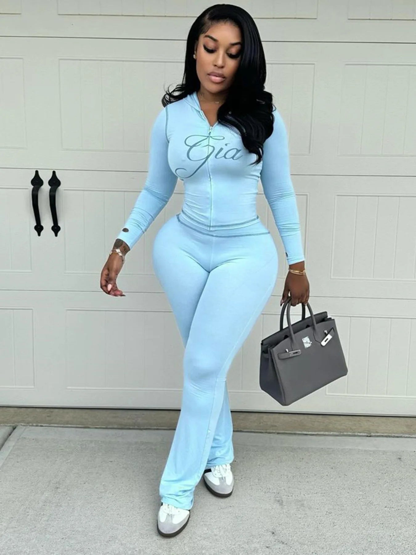 Women's Zebra Print 2-Piece Tracksuit Set – Zip Hoodie & Jogger Pants