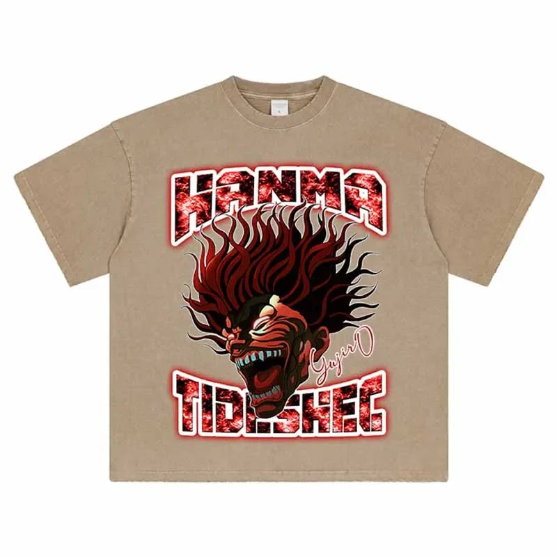 Vintage Anime Graphic Oversized T-Shirt – Harajuku Streetwear Cotton Tee
