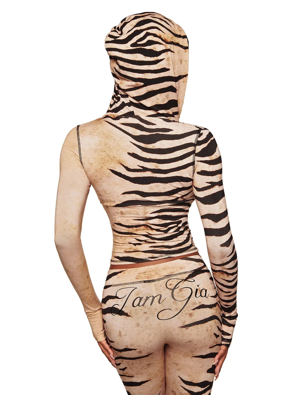 Women's Zebra Print 2-Piece Tracksuit Set – Zip Hoodie & Jogger Pants