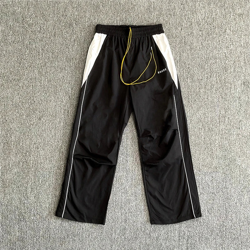 2026 New RHUDE Men's Style Embroidered Letter High Quality Stand Up Collar Windbreaker Pants Fashion Set