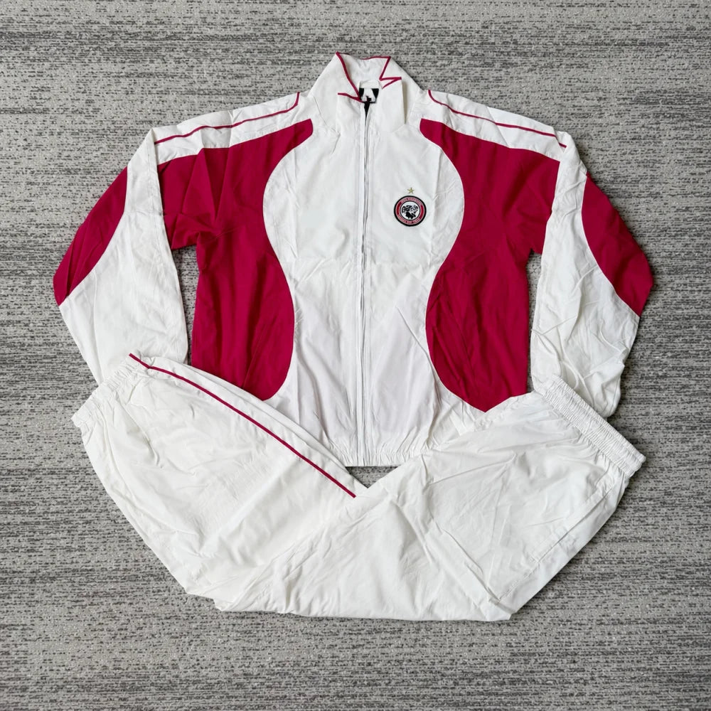 Men Retro Color Block Tracksuit Set Lightweight Windbreaker Jacket Jogger Pants Casual Streetwear Sport Suit Outdoor Outfit