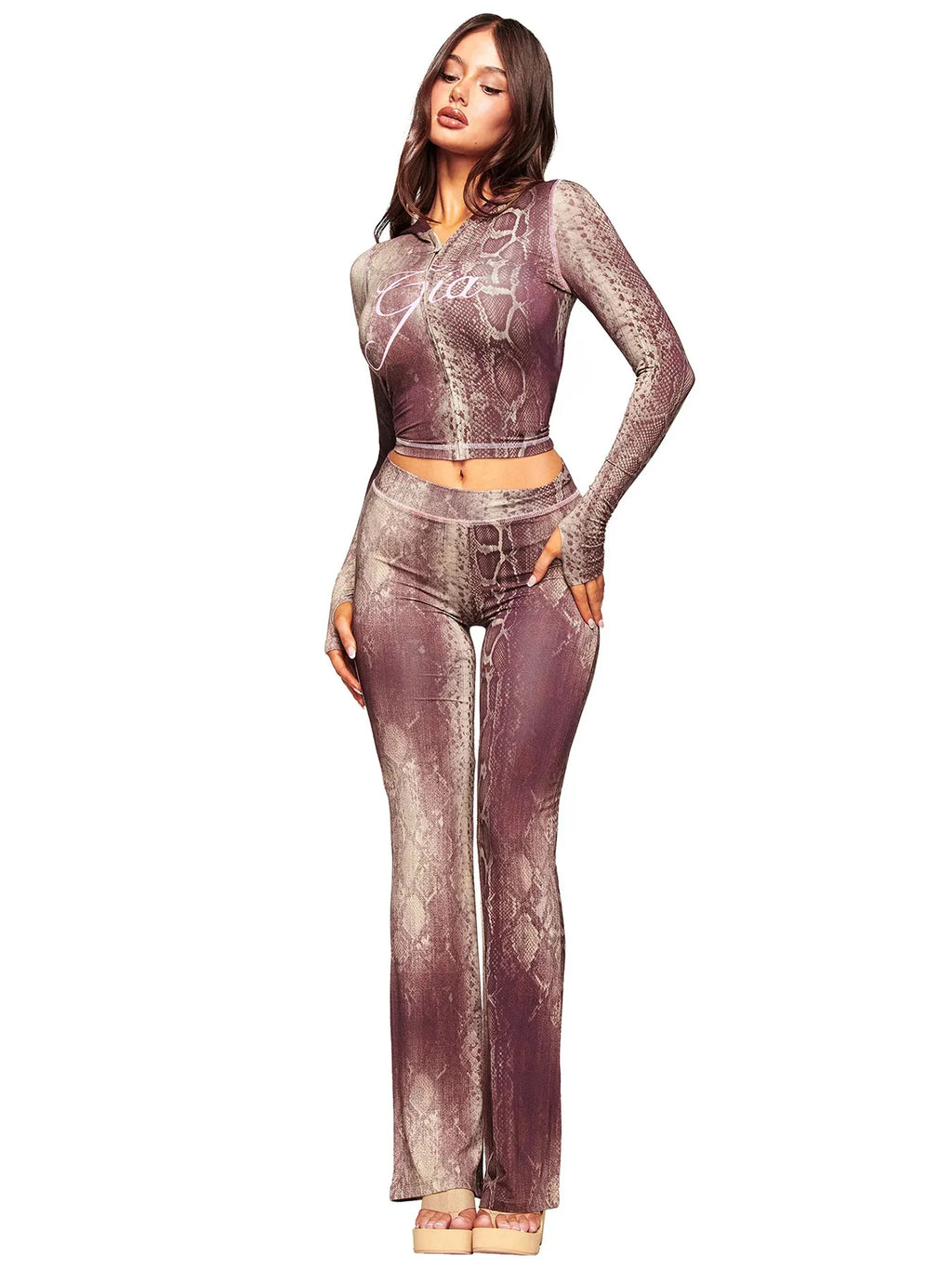 Women's Zebra Print 2-Piece Tracksuit Set – Zip Hoodie & Jogger Pants