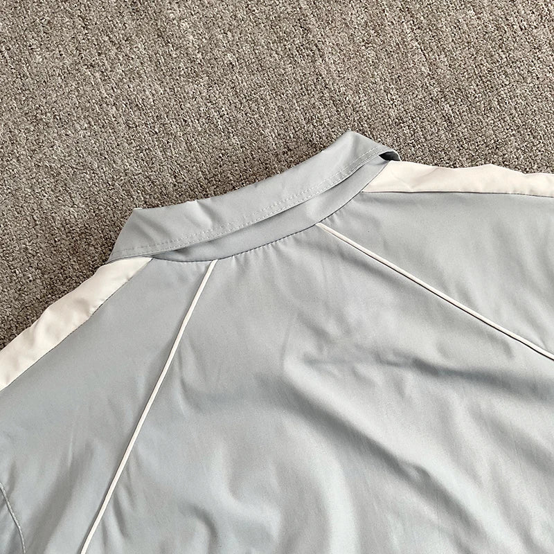 2026 New RHUDE Men's Style Embroidered Letter High Quality Stand Up Collar Windbreaker Pants Fashion Set